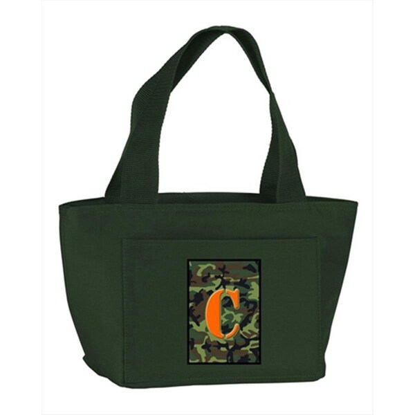 Beyondbasketball Monogram Letter C - Camo Green Zippered Insulated School Washable and Stylish Lunch Bag Cooler BE250167 - main